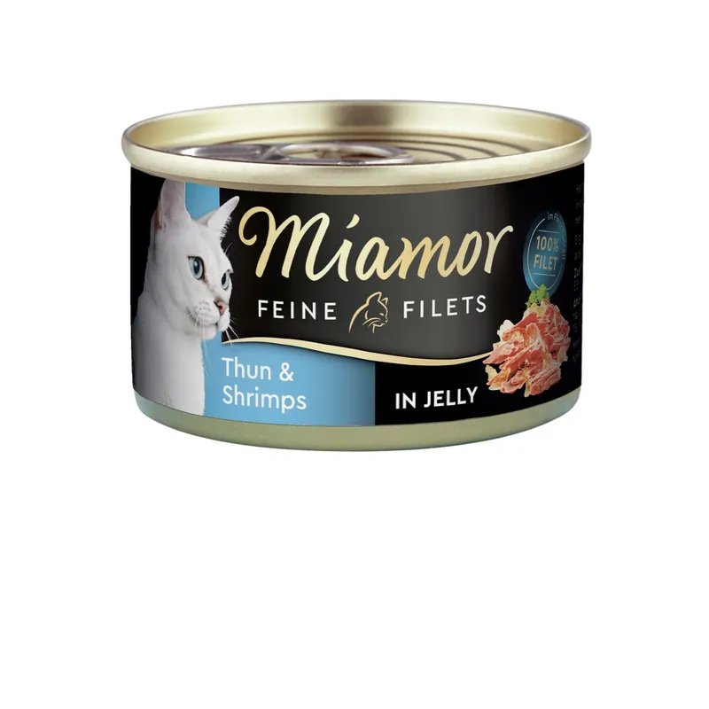 Aktuell Sparpaket 48 x 100 g Miamor Feine Filets in Jelly Thun & Shrimps Katzen Nassfutter